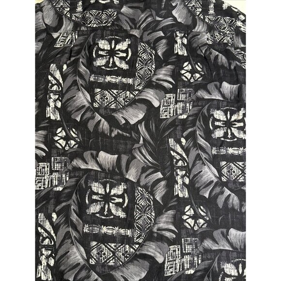 Caribbean JOE Men's Size XL Black White Rayon Button Down SS Hawaiian Shirt - Picture 8 of 10